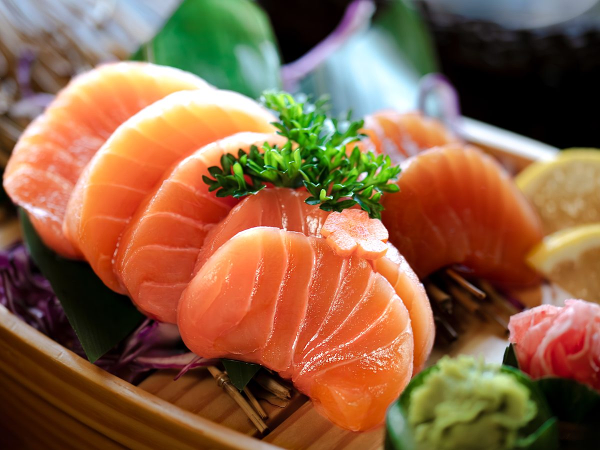 Fresh salmon sashimi